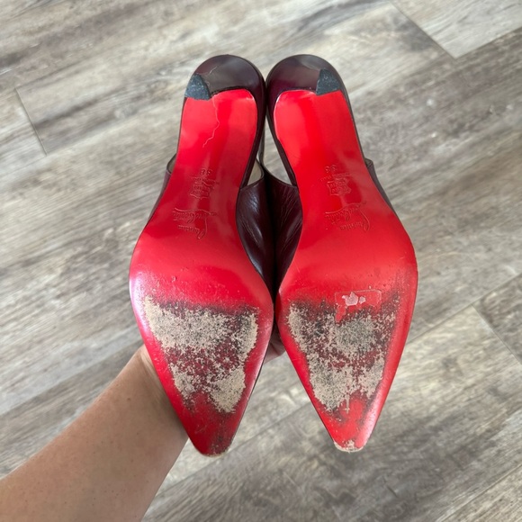 Christian Louboutin Slingback Pointed Toe Heels - Merlot Red - Picture 10 of 10